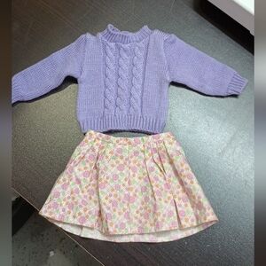 Purple Sweater and Floral Skirt Set 18" Doll Clothes for American Girl Dolls